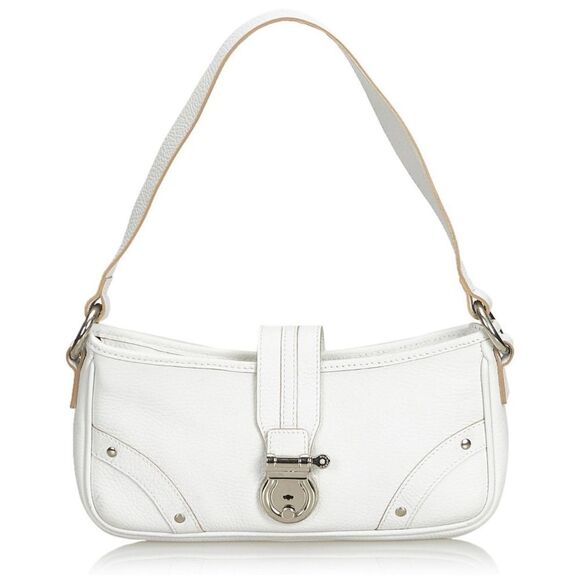 Burberry white genuine leather baguette purse - Picture 1 of 11